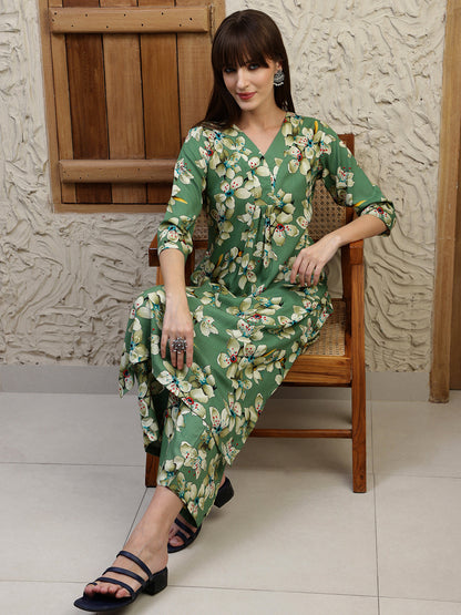 Floral Printed Co-Ords, Green - Hiral Fashion - Dista