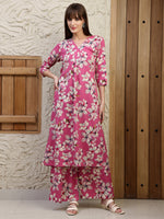 Thumbnail for Floral Printed Co-Ords, Pink - Hiral Fashion - Distacart