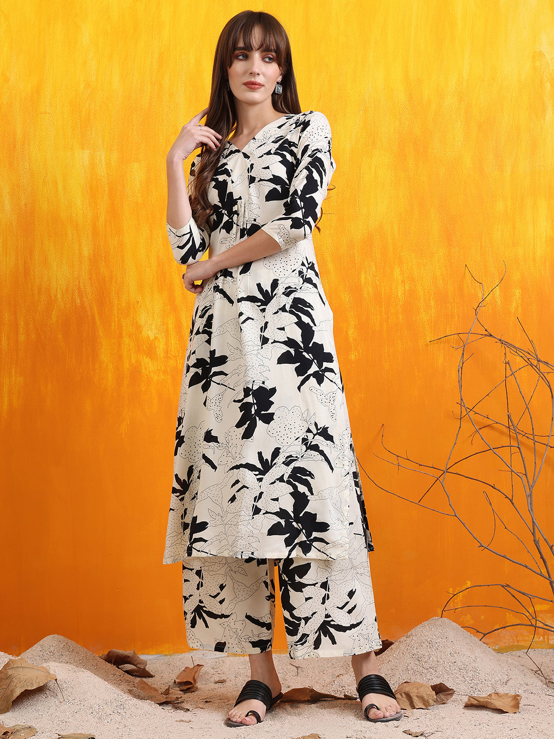 Floral Printed Co-Ords, White - Hiral Fashion - Distacart