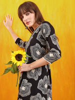 Thumbnail for Embroidered & Floral Printed Kurta With Palazzo Co-Ords Set, Black - Hiral Fashion - Distacart