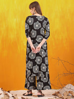 Thumbnail for Embroidered & Floral Printed Kurta With Palazzo Co-Ords Set, Black - Hiral Fashion - Distacart