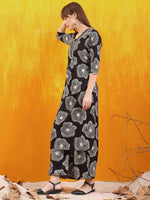 Thumbnail for Embroidered & Floral Printed Kurta With Palazzo Co-Ords Set, Black - Hiral Fashion - Distacart