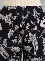 Thumbnail for Botanical Printed Kurta With Palazzo Co-Ords Set, Black - Hiral Fashion - Distacart
