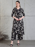 Thumbnail for Botanical Printed Kurta With Palazzo Co-Ords Set, Black - Hiral Fashion - Distacart