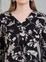 Thumbnail for Botanical Printed Kurta With Palazzo Co-Ords Set, Black - Hiral Fashion - Distacart