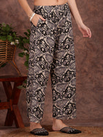 Thumbnail for Ethnic Motifs Printed Lace Detailing Kurta And Palazzo, Black - Hiral Fashion - Dista