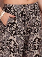 Thumbnail for Ethnic Motifs Printed Lace Detailing Kurta And Palazzo, Black - Hiral Fashion - Dista