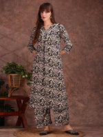 Thumbnail for Ethnic Motifs Printed Lace Detailing Kurta And Palazzo, Black - Hiral Fashion - Dista