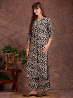 Thumbnail for Ethnic Motifs Printed Lace Detailing Kurta And Palazzo, Black - Hiral Fashion - Dista