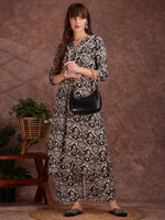 Thumbnail for Ethnic Motifs Printed Lace Detailing Kurta And Palazzo, Black - Hiral Fashion - Dista