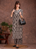 Thumbnail for Ethnic Motifs Printed Lace Detailing Kurta And Palazzo, Black - Hiral Fashion - Distacart