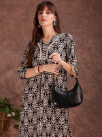 Thumbnail for Ethnic Motifs Printed Lace Detailing Kurta And Palazzo, Black - Hiral Fashion - Distacart
