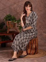 Thumbnail for Ethnic Motifs Printed Lace Detailing Kurta And Palazzo, Black - Hiral Fashion - Distacart