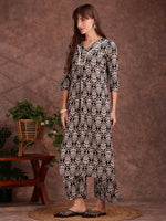 Thumbnail for Ethnic Motifs Printed Lace Detailing Kurta And Palazzo, Black - Hiral Fashion - Distacart