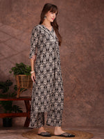 Thumbnail for Ethnic Motifs Printed Lace Detailing Kurta And Palazzo, Black - Hiral Fashion - Distacart