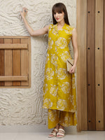 Thumbnail for Botanical Printed Co Ords Set, Mustard - Hiral Fashion - Distacart