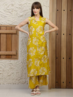 Thumbnail for Botanical Printed Co Ords Set, Mustard - Hiral Fashion - Distacart