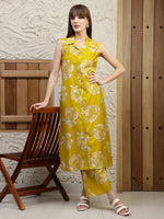 Thumbnail for Botanical Printed Co Ords Set, Mustard - Hiral Fashion - Distacart