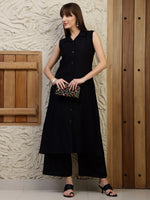 Thumbnail for Shirt Style Kurta With Palazzo, Black - Hiral Fashion - Distacart