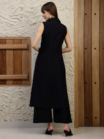 Thumbnail for Shirt Style Kurta With Palazzo, Black - Hiral Fashion - Distacart