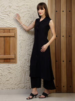 Thumbnail for Shirt Style Kurta With Palazzo, Black - Hiral Fashion - Distacart