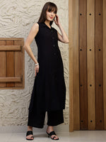 Thumbnail for Shirt Style Kurta With Palazzo, Black - Hiral Fashion - Distacart