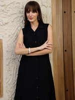 Thumbnail for Shirt Style Kurta With Palazzo, Black - Hiral Fashion - Distacart