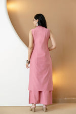 Thumbnail for Shirt Style Kurta With Palazzo, Pink - Hiral Fashion - Distacart