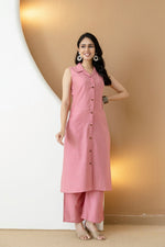 Thumbnail for Shirt Style Kurta With Palazzo, Pink - Hiral Fashion - Distacart