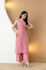 Thumbnail for Shirt Style Kurta With Palazzo, Pink - Hiral Fashion - Distacart