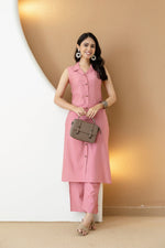 Thumbnail for Shirt Style Kurta With Palazzo, Pink - Hiral Fashion - Distacart