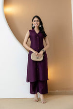 Thumbnail for Shirt Style Kurta With Palazzo, Purple - Hiral Fashion - Dista
