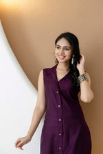 Thumbnail for Shirt Style Kurta With Palazzo, Purple - Hiral Fashion - Dista