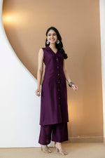 Thumbnail for Shirt Style Kurta With Palazzo, Purple - Hiral Fashion - Dista