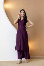 Thumbnail for Shirt Style Kurta With Palazzo, Purple - Hiral Fashion - Dista