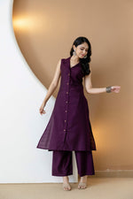 Thumbnail for Shirt Style Kurta With Palazzo, Purple - Hiral Fashion - Dista