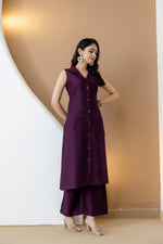 Thumbnail for Shirt Style Kurta With Palazzo, Purple - Hiral Fashion - Dista