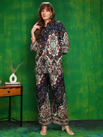 Thumbnail for Versatile Printed Co-Ords, Navy Blue - Hiral Fashion - Distacart