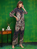 Thumbnail for Versatile Printed Co-Ords, Navy Blue - Hiral Fashion - Distacart