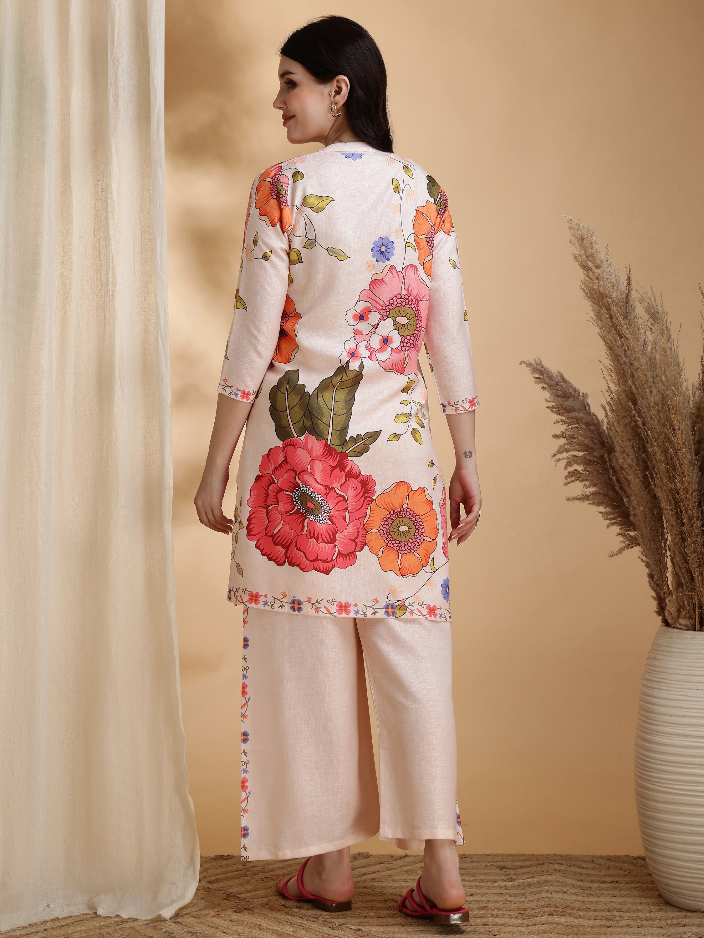 Floral Prints Co-Ords, Beige - Hiral Fashion - Distacart