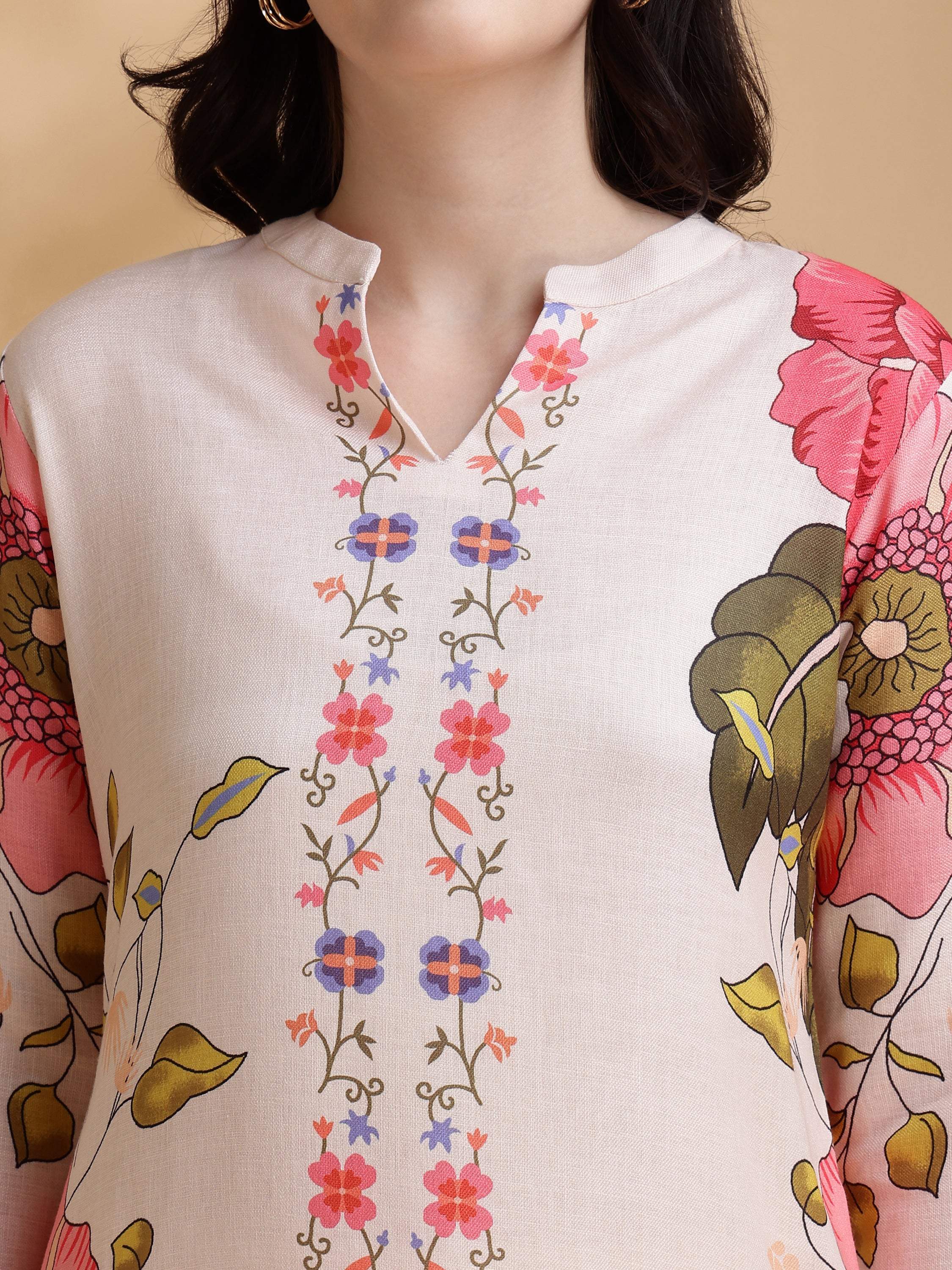 Floral Prints Co-Ords, Beige - Hiral Fashion - Distacart