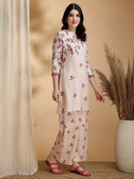 Thumbnail for Floral Prints Co-Ords, Beige - Hiral Fashion - Distacart