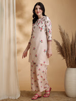 Thumbnail for Floral Prints Co-Ords, Beige - Hiral Fashion - Distacart