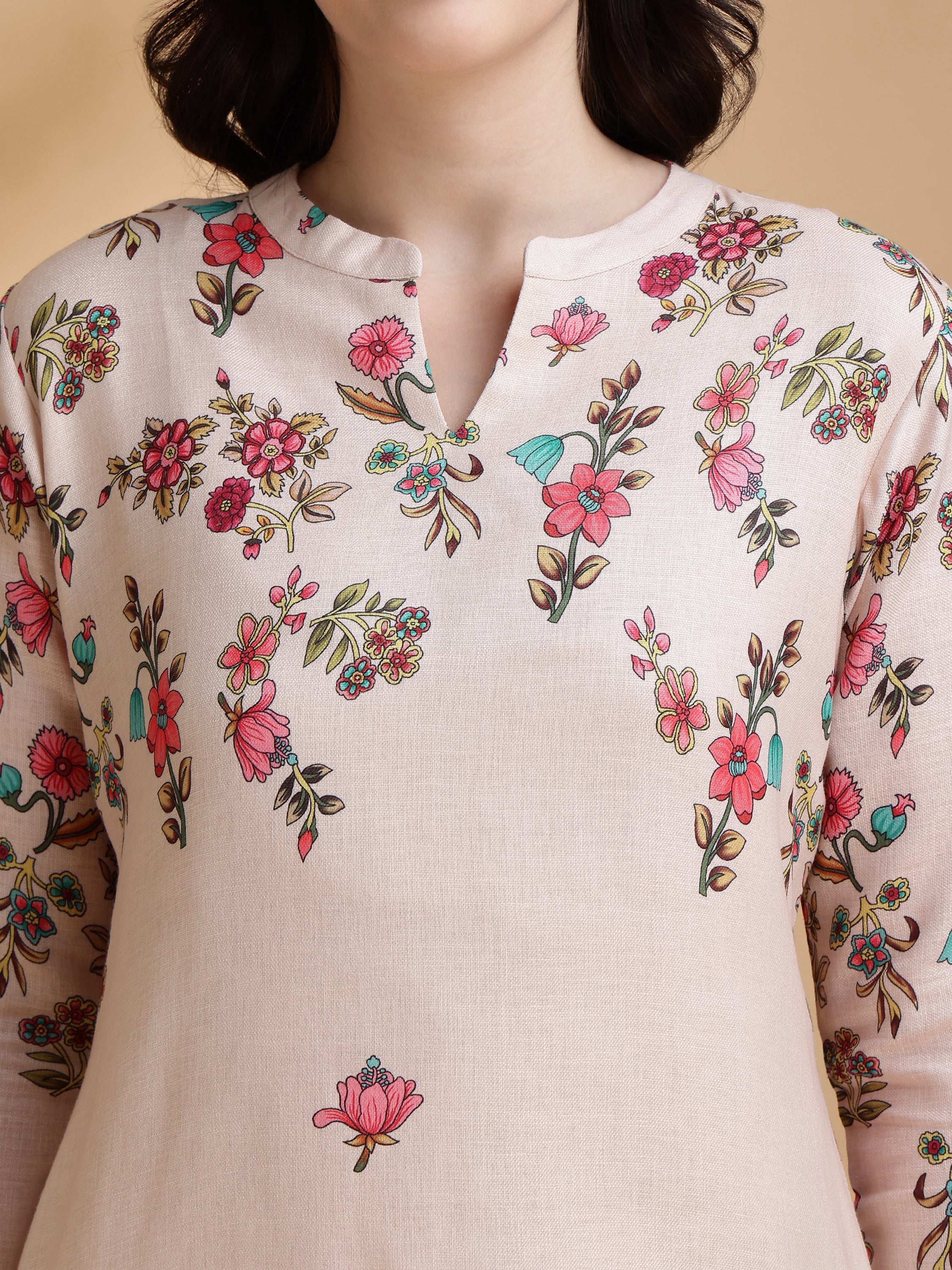 Floral Prints Co-Ords, Beige - Hiral Fashion - Distacart