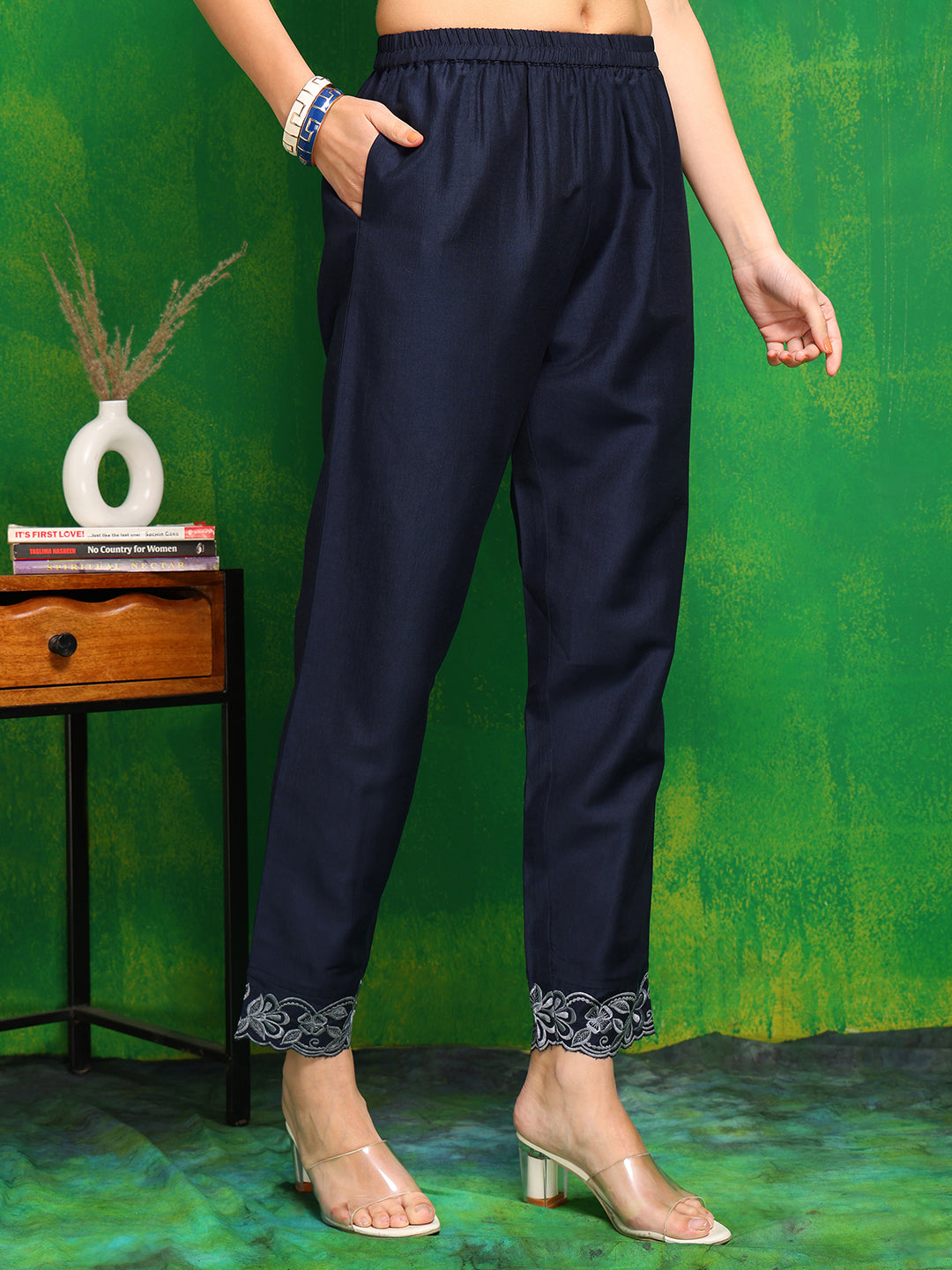 Placement Embroidered Co Ords Set, Navy Blue - Hiral Fashion - Dista