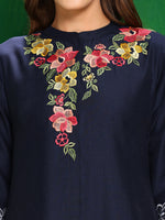 Thumbnail for Placement Embroidered Co Ords Set, Navy Blue - Hiral Fashion - Dista