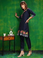 Thumbnail for Placement Embroidered Co Ords Set, Navy Blue - Hiral Fashion - Dista