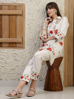 Thumbnail for Placement Embroidered Co Ords, Cream - Hiral Fashion - Distacart