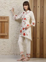 Thumbnail for Placement Embroidered Co Ords, Cream - Hiral Fashion - Distacart