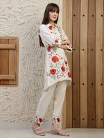 Thumbnail for Placement Embroidered Co Ords, Cream - Hiral Fashion - Distacart